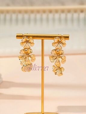 14kt Gold Plated Statement Floral Zara Style Earrings Seen On Spring Runways